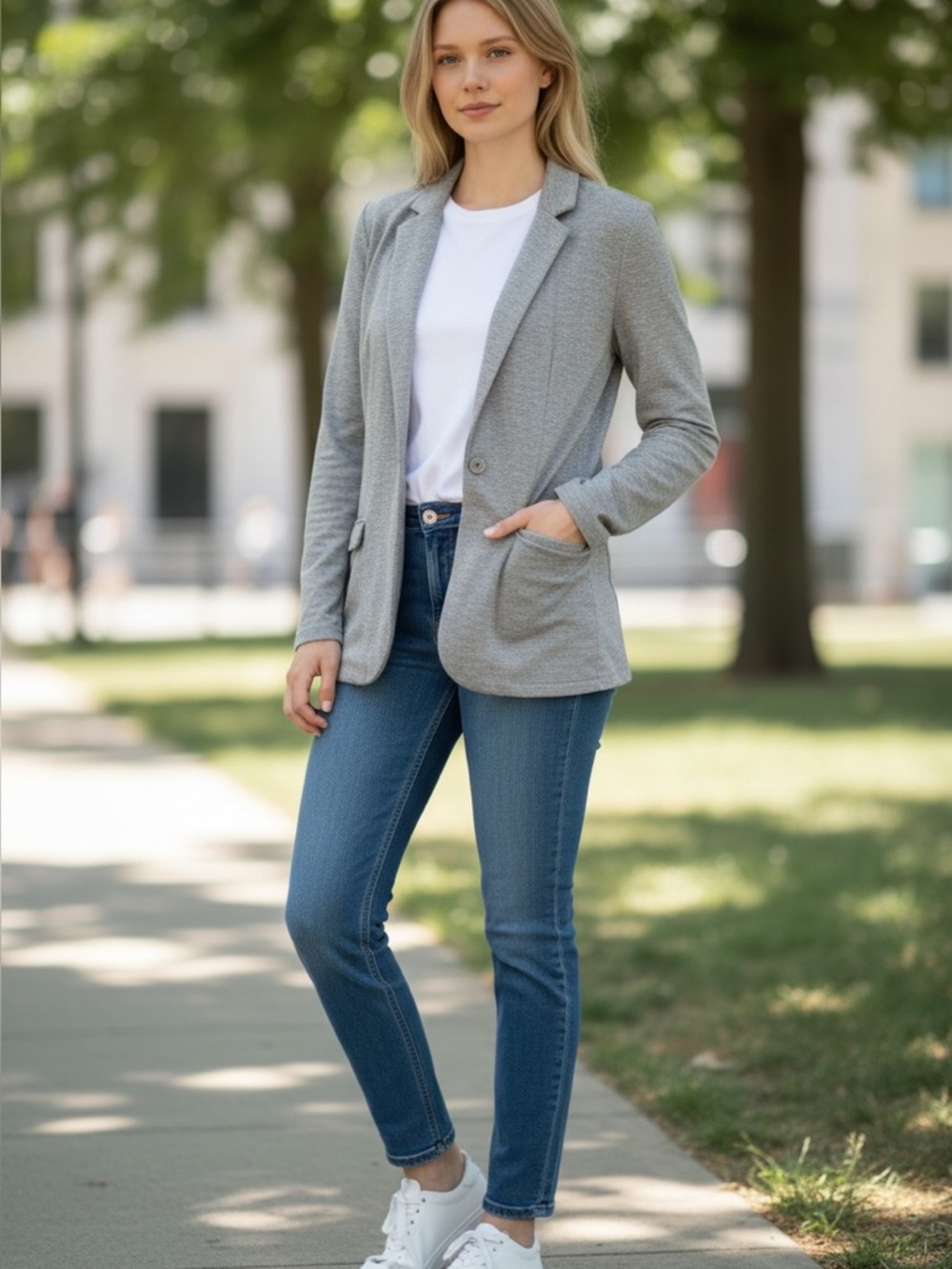 Magaschoni Heather Gray Knit Blazer Jacket